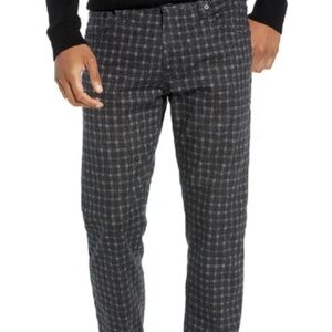 AG Tellis Modern Slim Fit Plaid Pants In Black Plaid